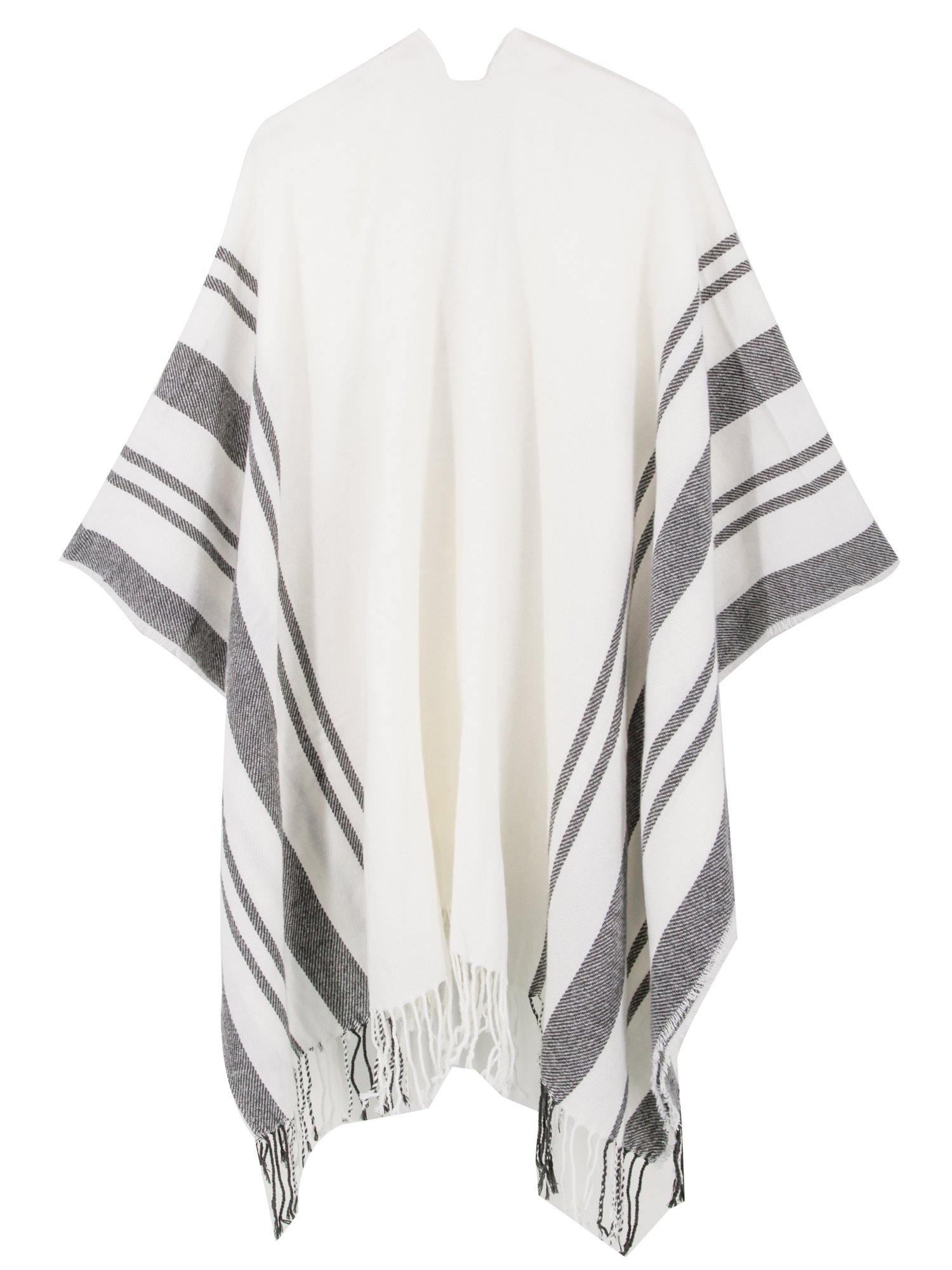 Stripe Fringe Poncho - Shopmossrose