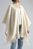 Studded Detail Fringe Knit Wrap - Shopmossrose