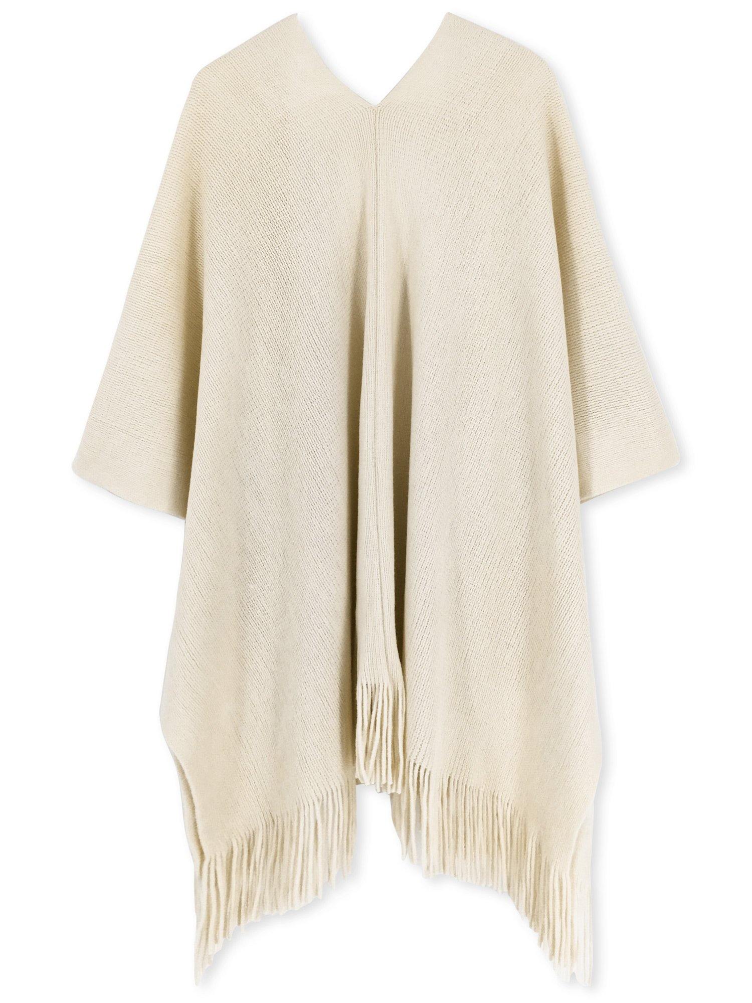 Studded Detail Fringe Knit Wrap - Shopmossrose