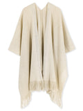 Studded Detail Fringe Knit Wrap - Shopmossrose