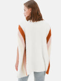 Vanilla Striped Fuzzy Poncho Wrap