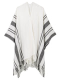 Stripe Fringe Poncho - Shopmossrose