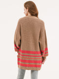 Waythefree Stripe Balloon Sleeve Pocket Cardigan Sweater
