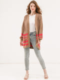 Waythefree Stripe Balloon Sleeve Pocket Cardigan Sweater