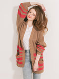 Waythefree Stripe Balloon Sleeve Pocket Cardigan Sweater