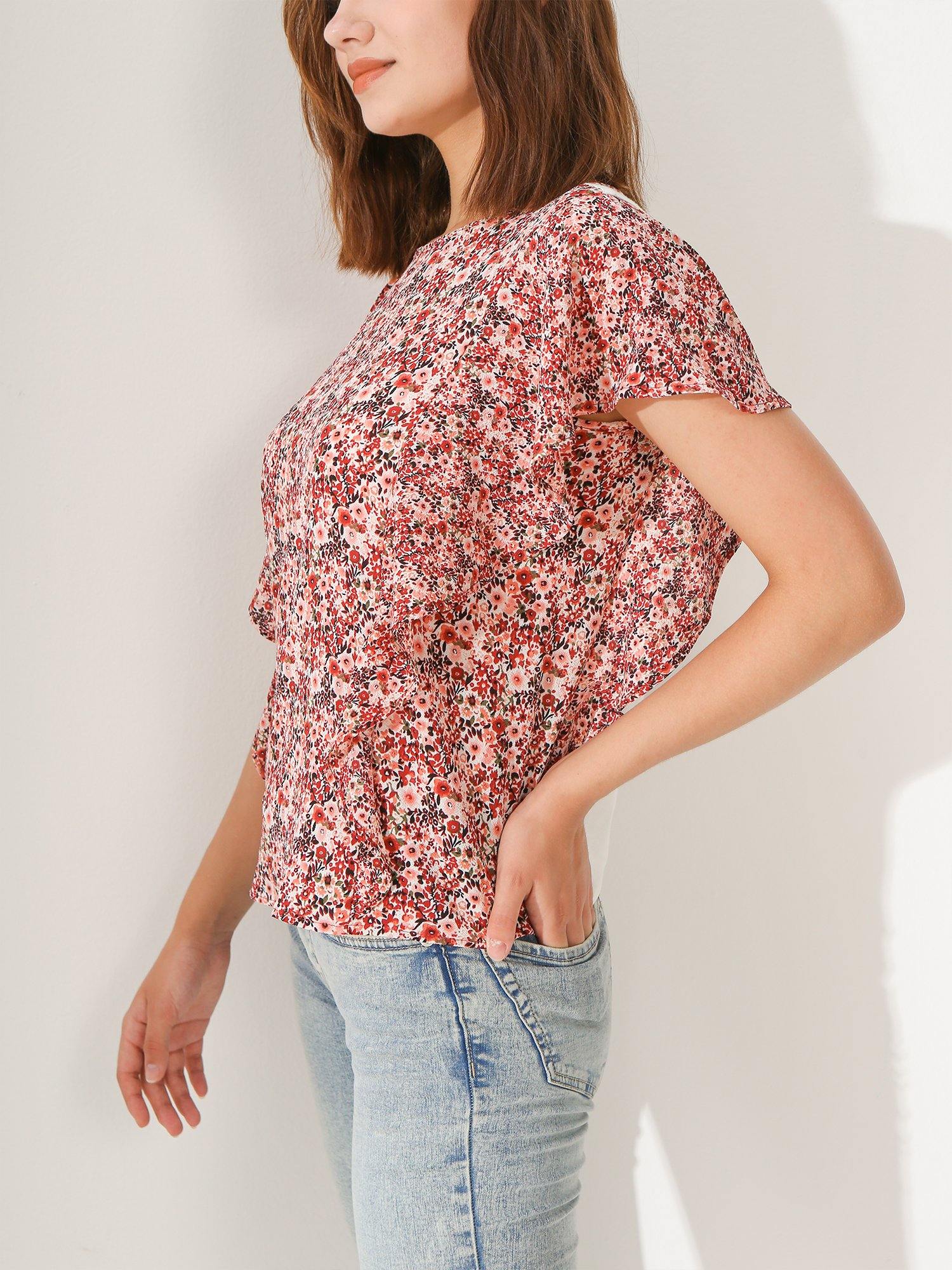 Botanic Garden Ruffle Sleeves Top - Shopmossrose