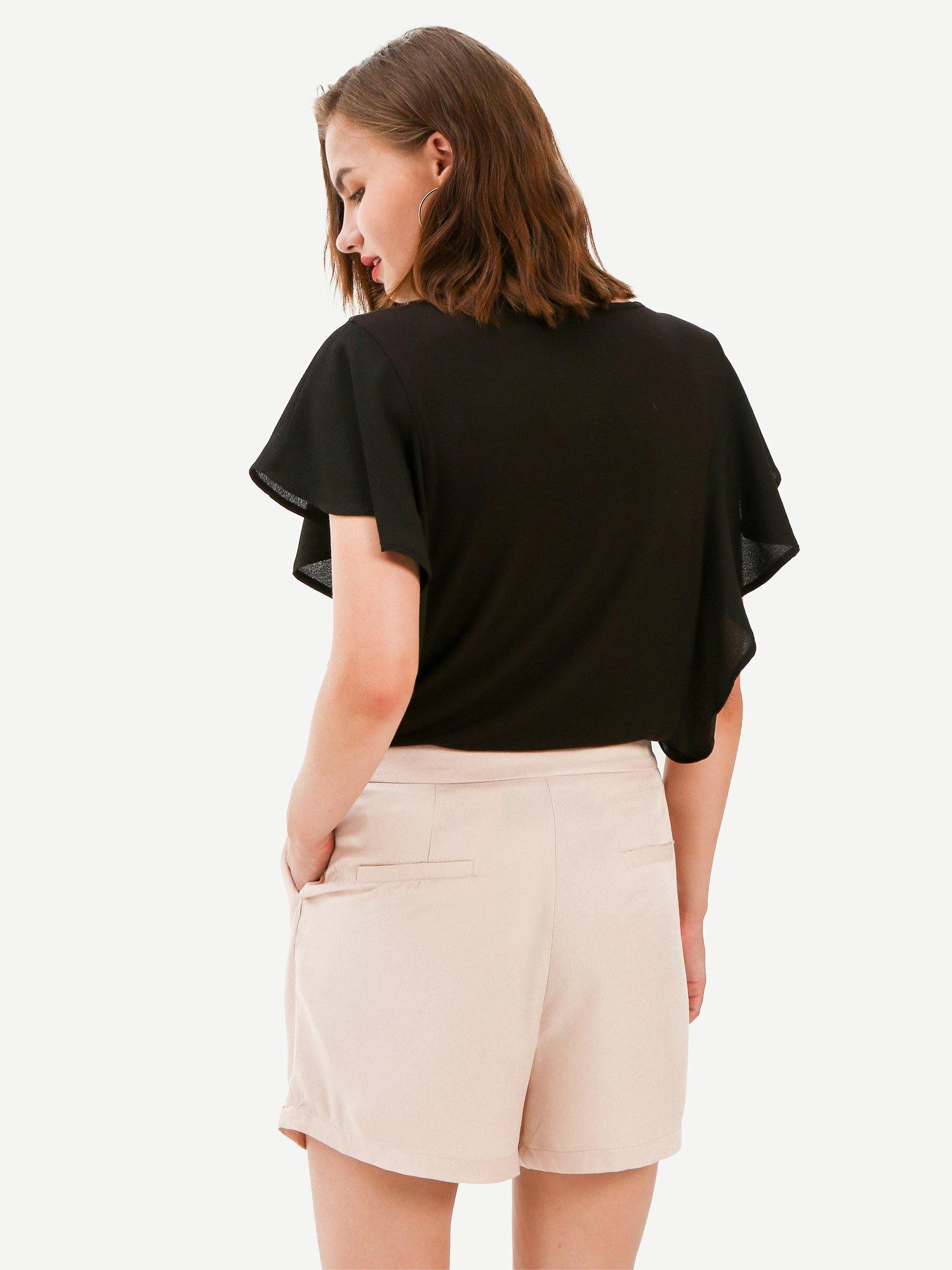 Black Ruffle Sleeves Top - Shopmossrose