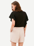 Black Ruffle Sleeves Top - Shopmossrose