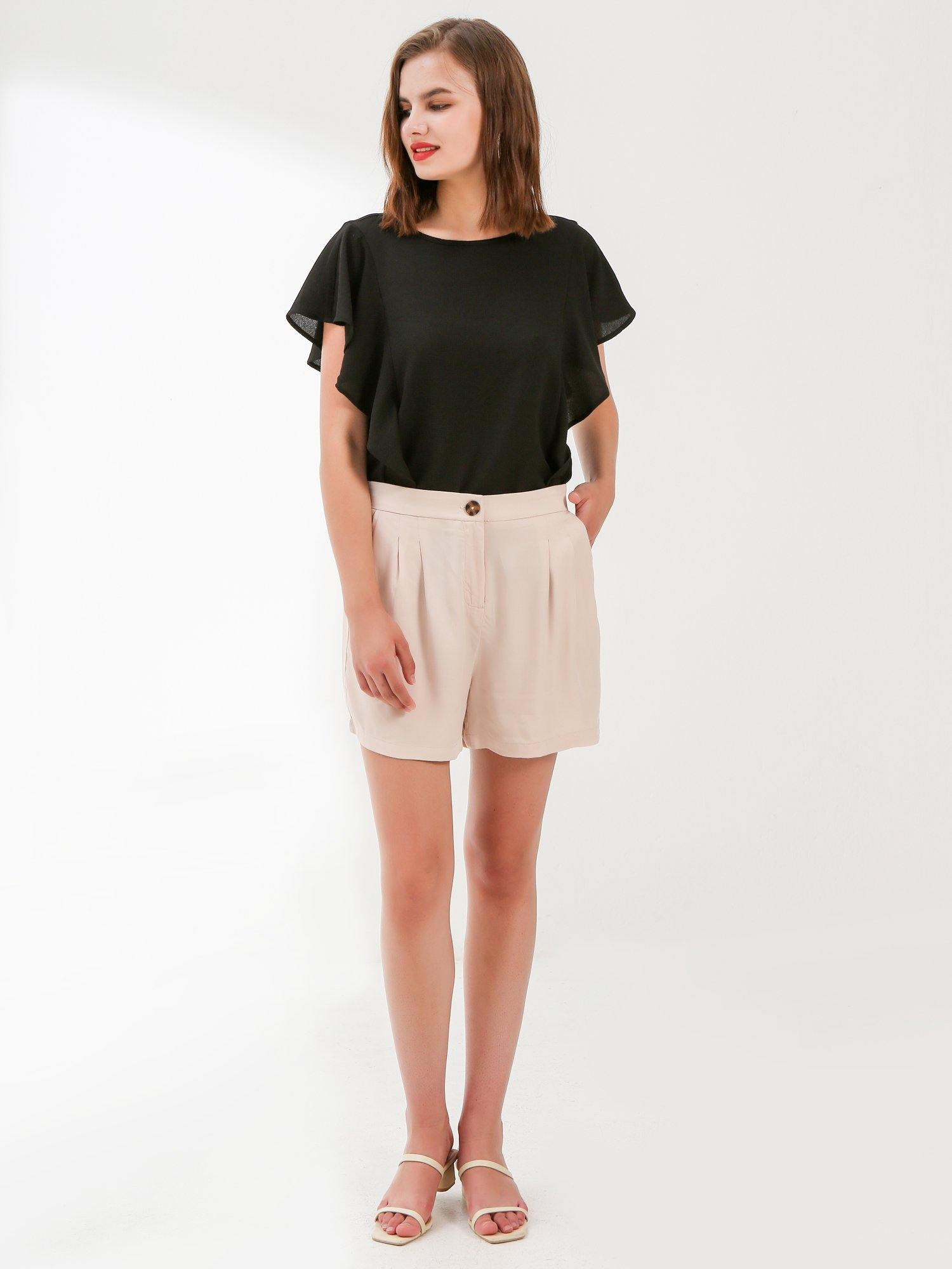 Black Ruffle Sleeves Top - Shopmossrose