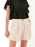 Beige High Rise Shorts