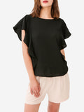 Black Ruffle Sleeves Top - Shopmossrose