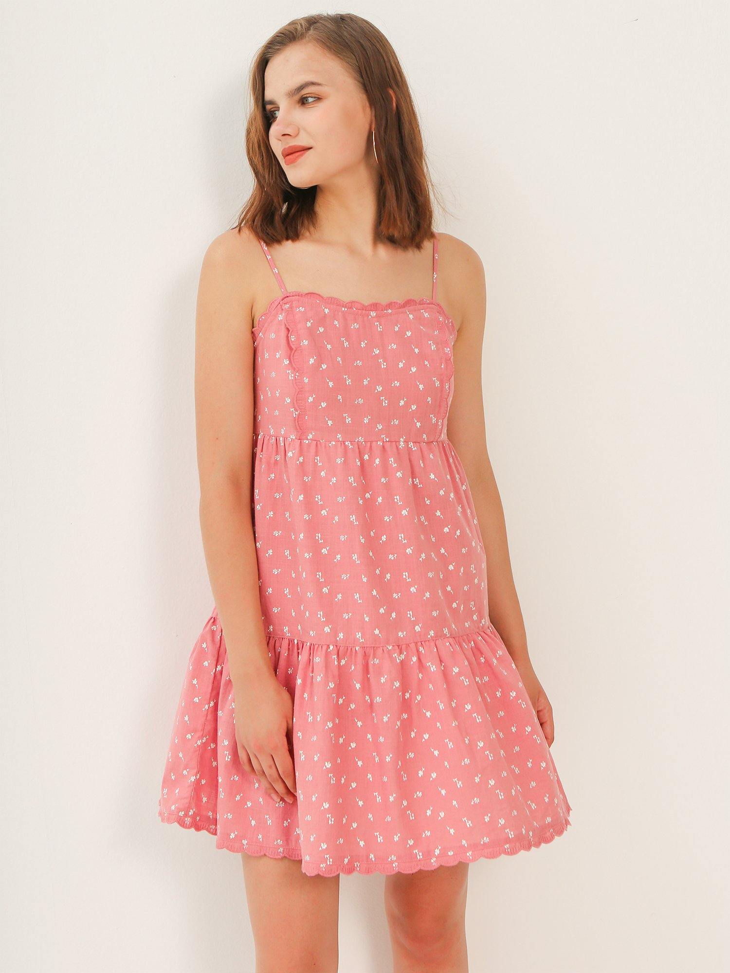 Blush Tiny Flowers Print Mini Slip Dress - Shopmossrose