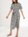Leopard Print Midi Shirt Dress