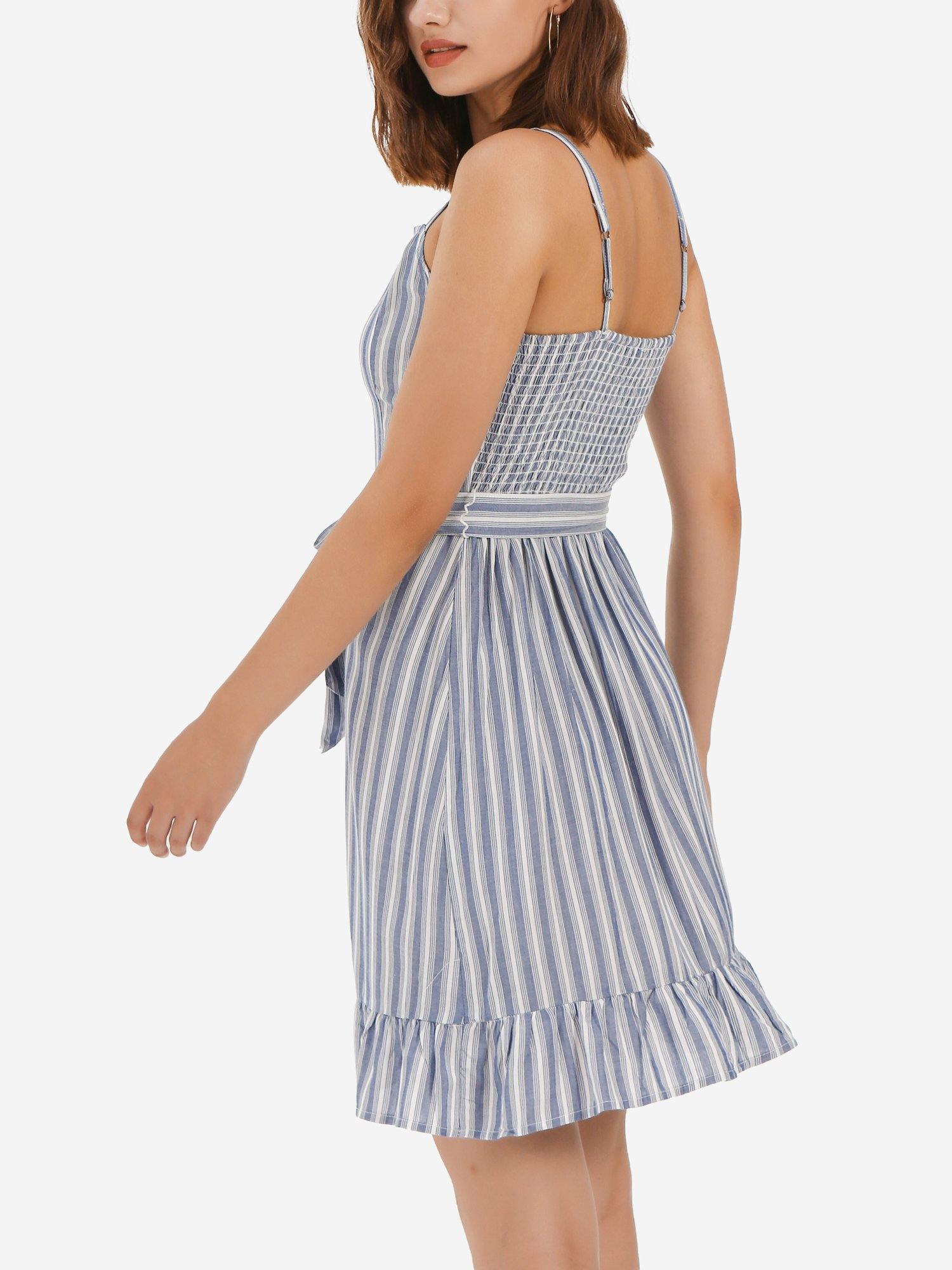 Blue Striped Sleeveless Romper - Shopmossrose
