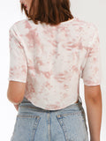 Tie-dye Tie Front Button Down Cropped Top - Shopmossrose