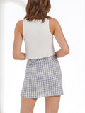 Linen College Plaid Mini Skirt - Shopmossrose
