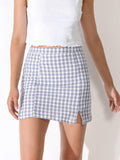 Linen College Plaid Mini Skirt