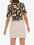 Graffiti Print Tie Front Button Down Cropped Top - Shopmossrose