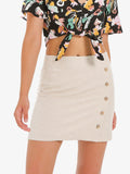 Linen Button Detail Mini Skirt