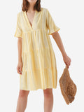Sunny Stripe Tiered Midi Dress