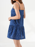Marine Tiny Flowers Print Mini Slip Dress