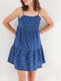 Marine Tiny Flowers Print Mini Slip Dress