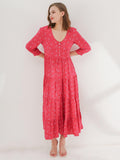 Berry Printed Tiered Maxi Dress