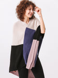 Color Block Knit Poncho