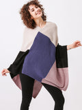 Color Block Knit Poncho