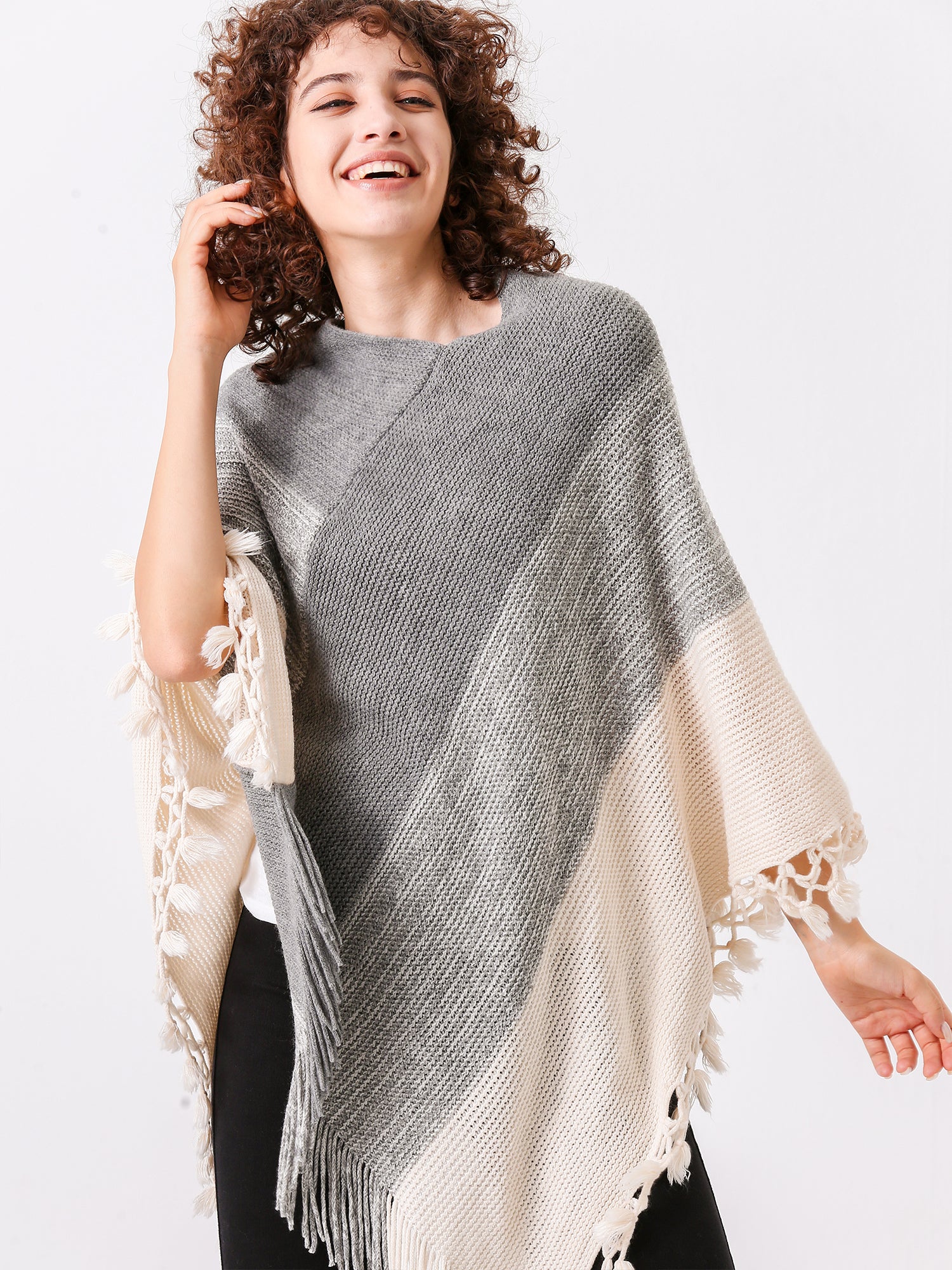 Crochet Fringe Knit Poncho