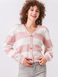 Stripe Ribbed Knit Sweater Cardigan
