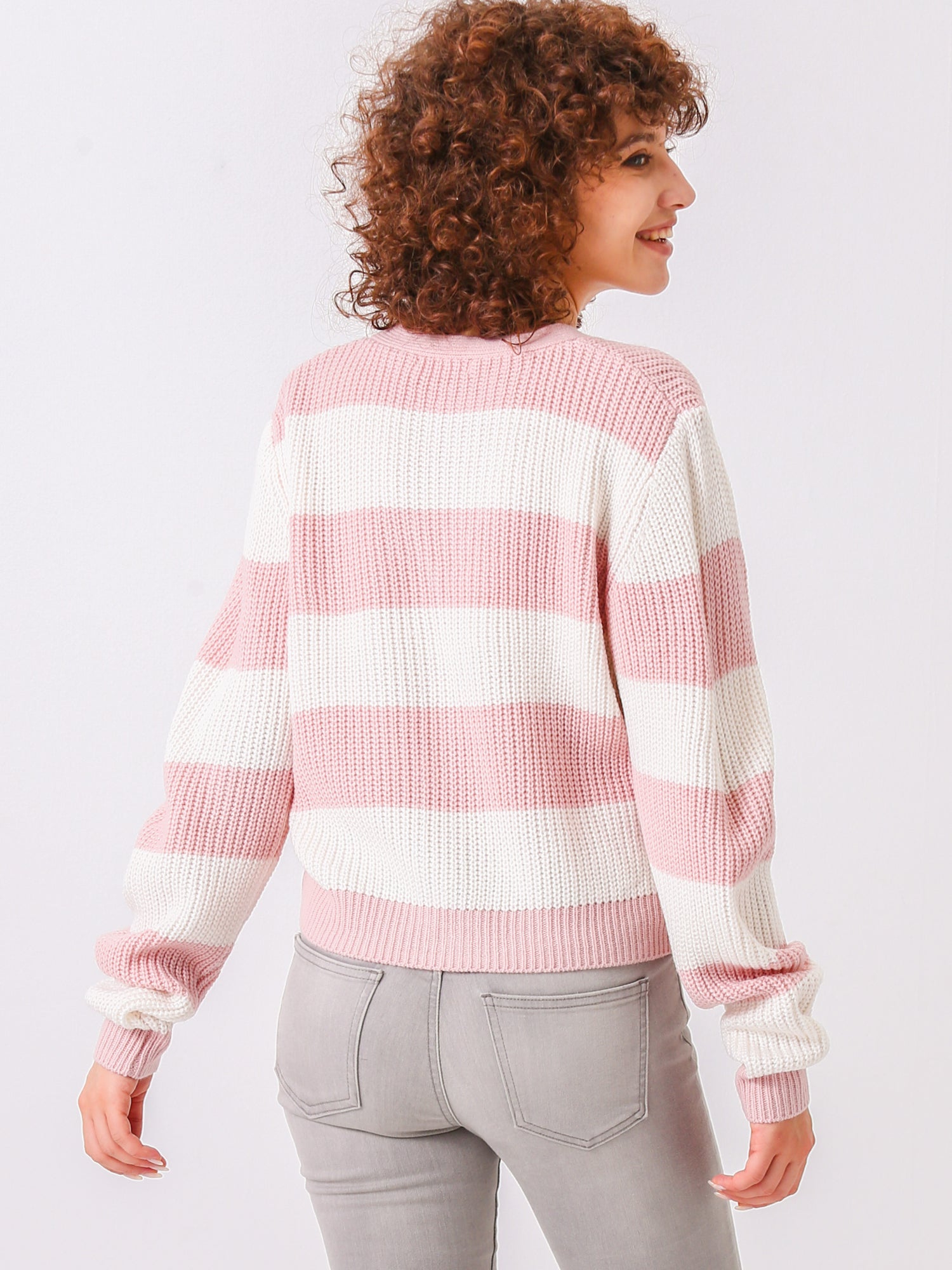 Stripe Ribbed Knit Sweater Cardigan