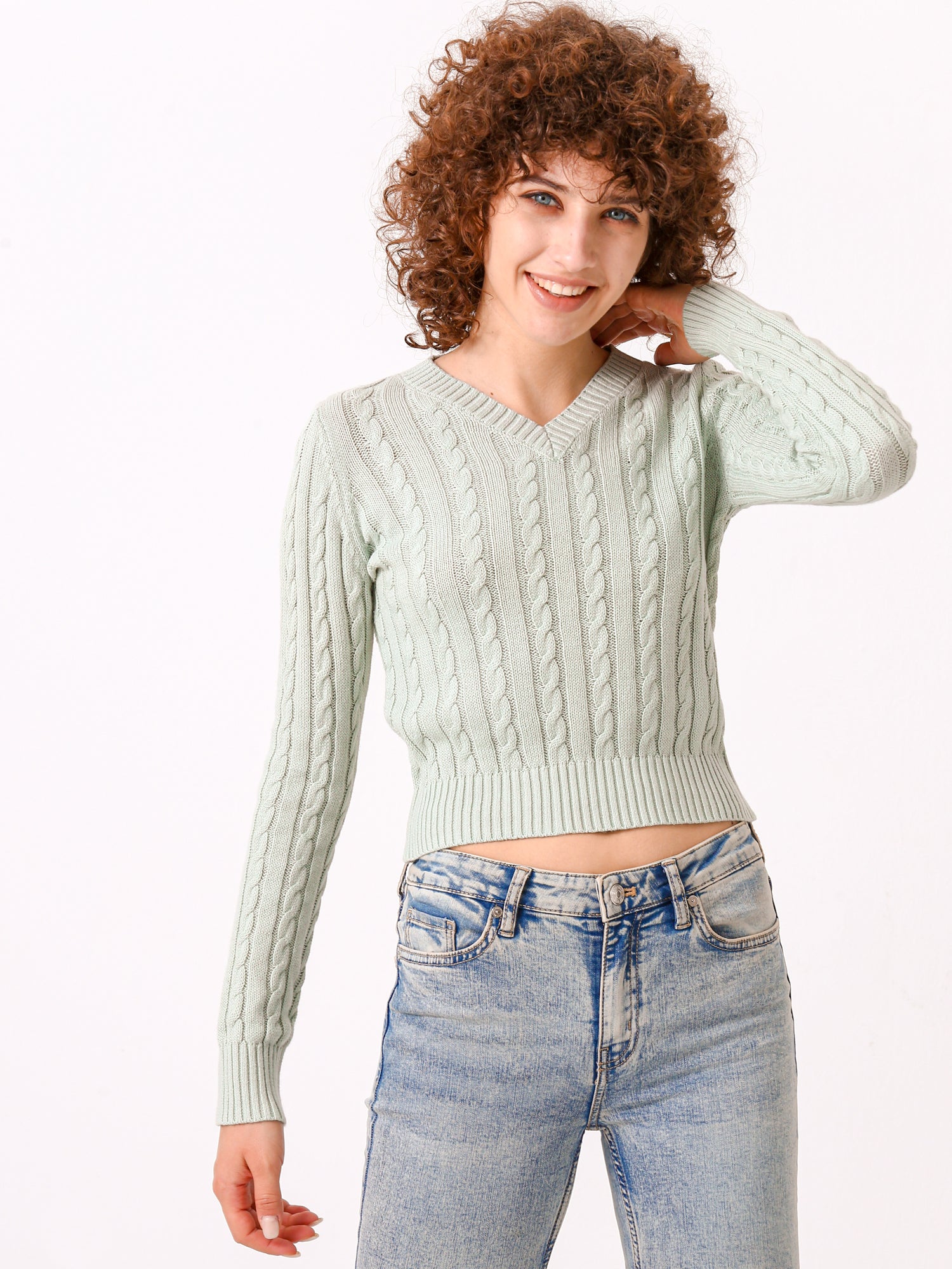 Waythefree V-Neck Cropped Pullover Sweater