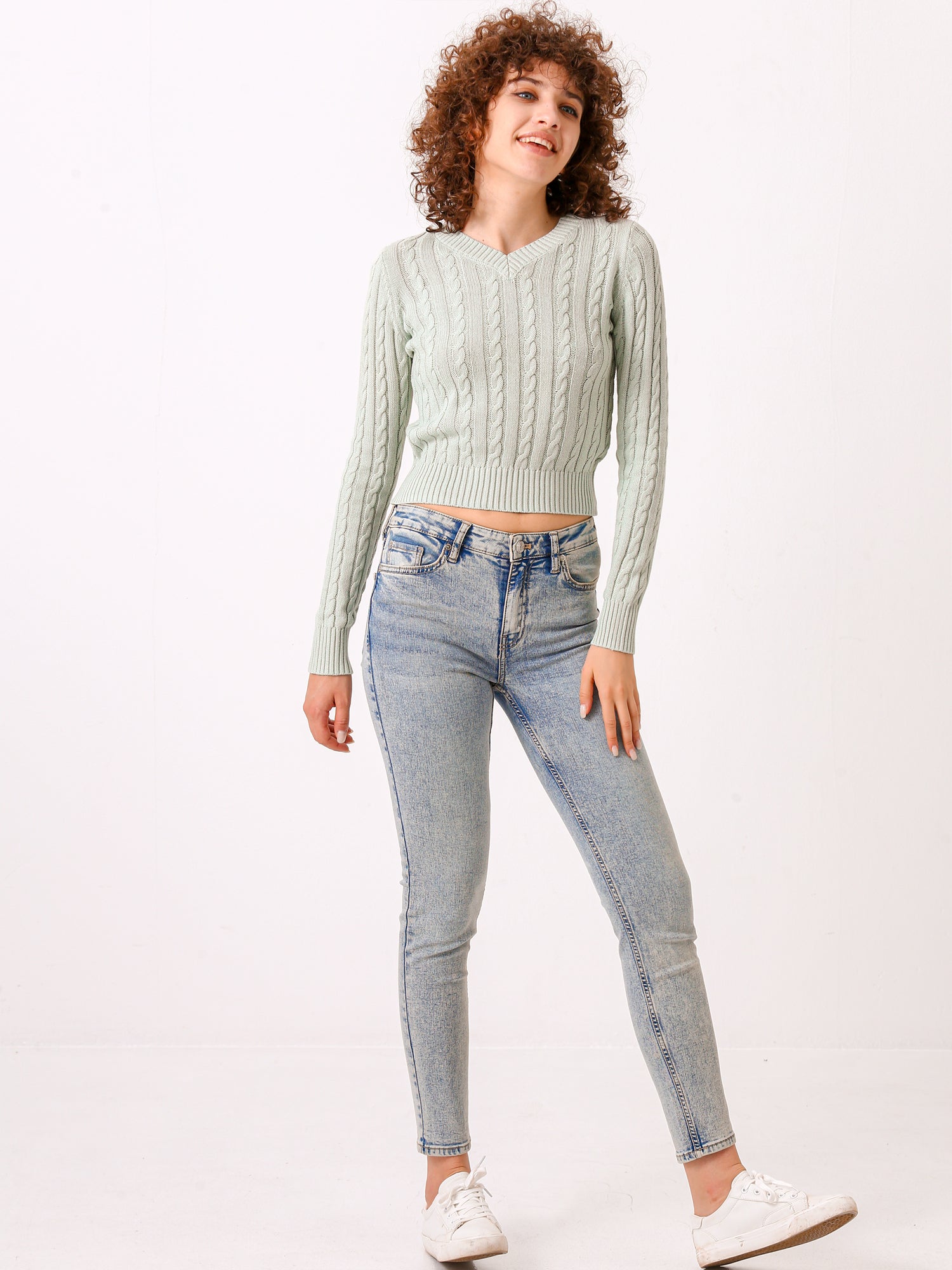 Waythefree V-Neck Cropped Pullover Sweater