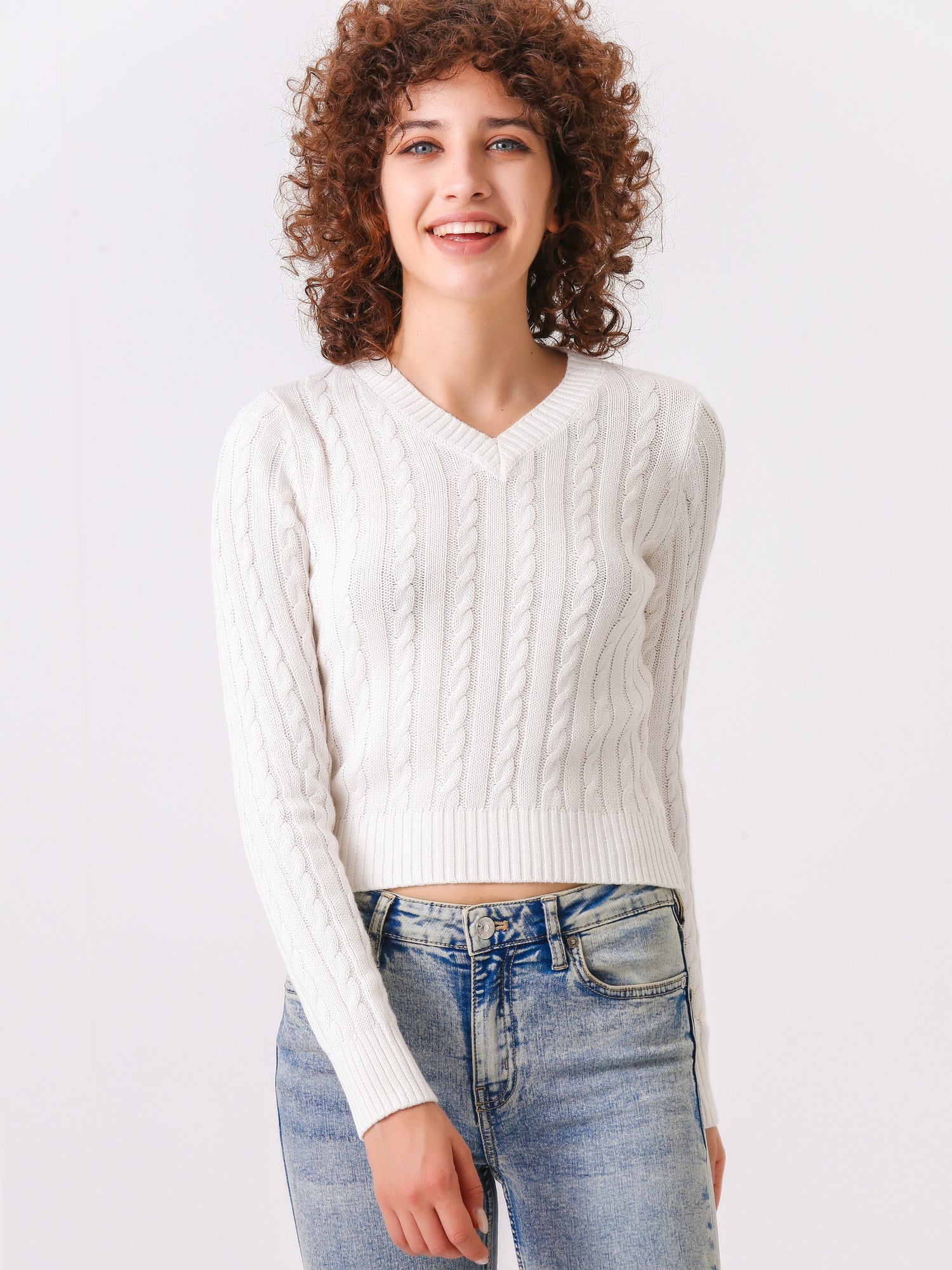 Waythefree V-Neck Cropped Pullover Sweater