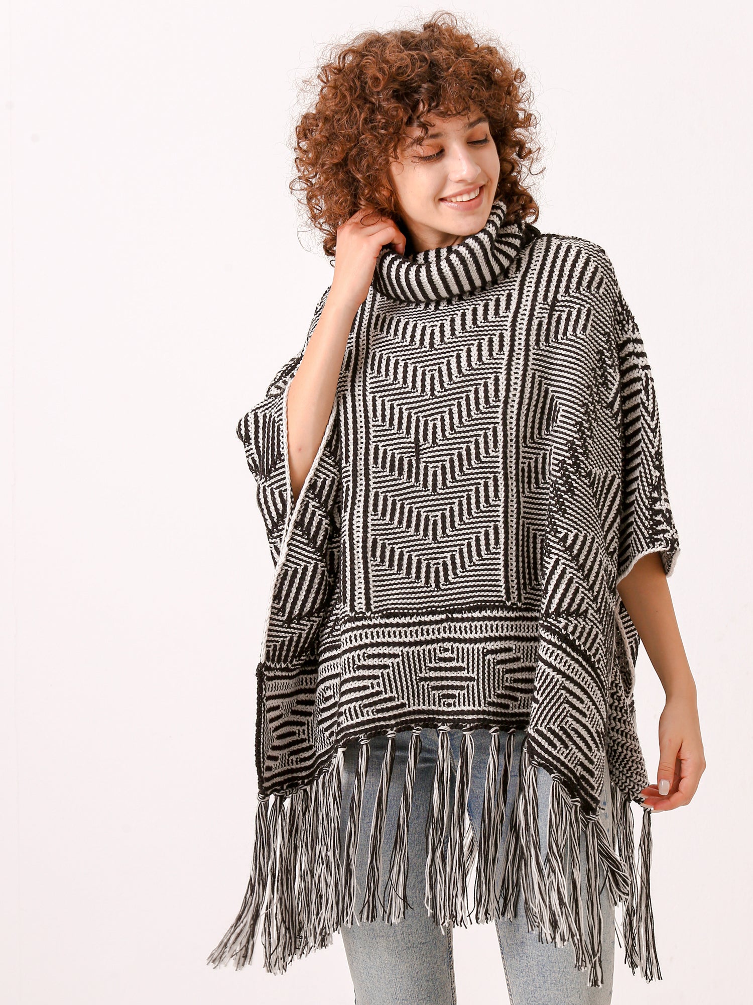 Cowl Neck Poncho Cape