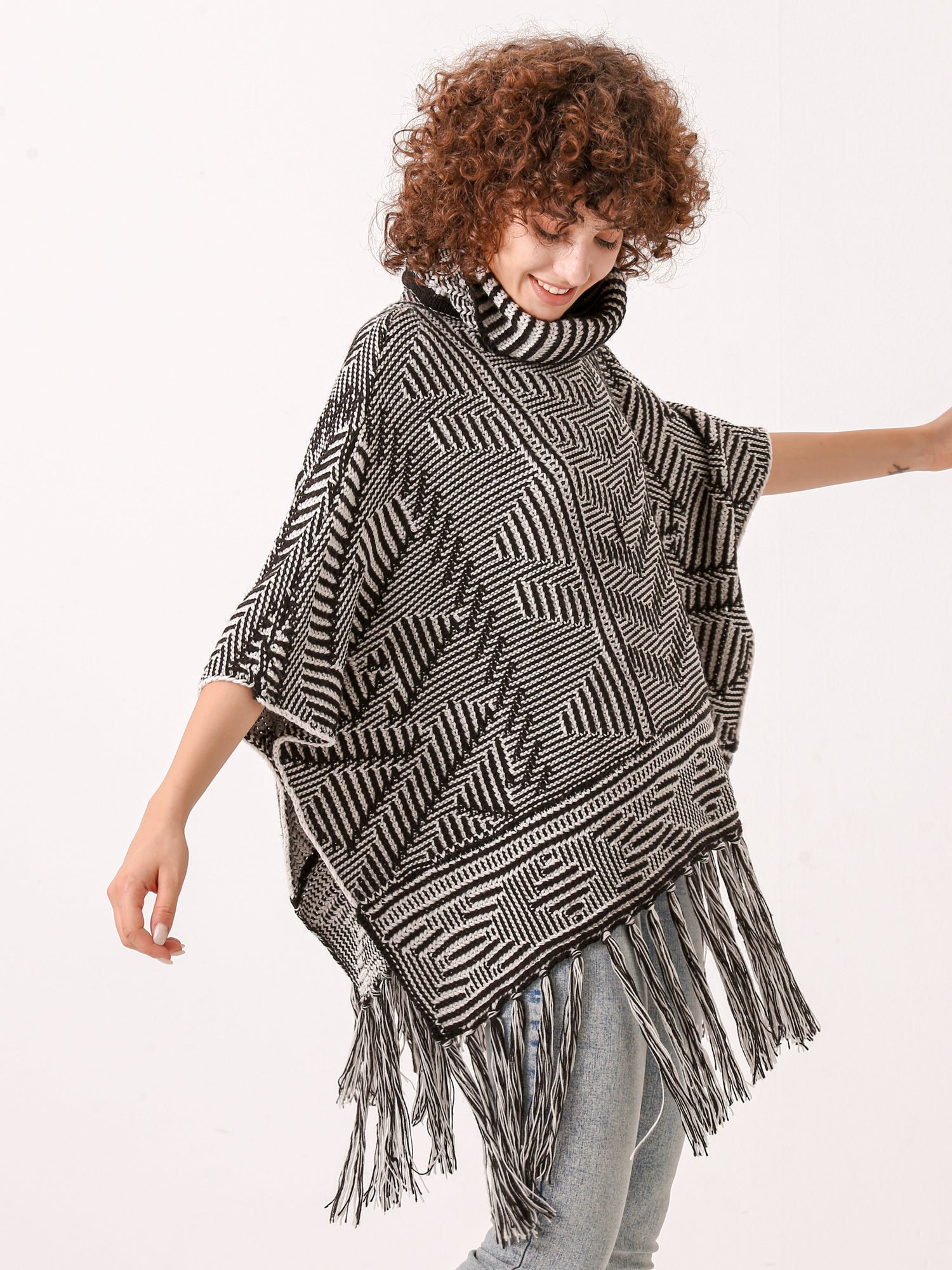 Cowl Neck Poncho Cape