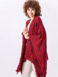 Red And Black Poncho Travel Wrap