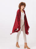 Red And Black Poncho Travel Wrap