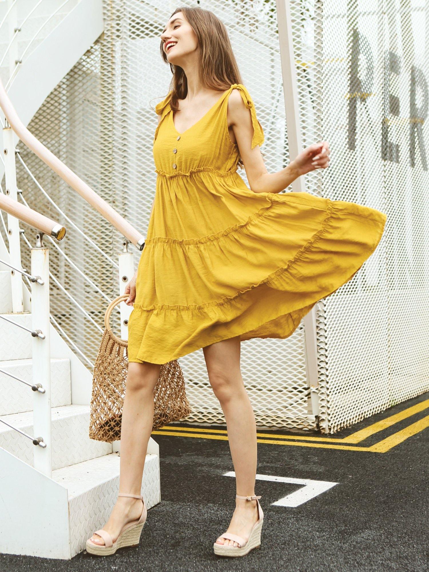 Moss Rose Breezy Tie Shoulder Dress
