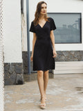 Moss Rose Solid Wrap Mini Dress