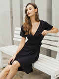 Moss Rose Solid Wrap Mini Dress