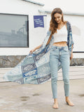 Moss Rose Blue Bohemian Maxi Kimono