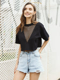 Moss Rose Mesh Neck Tee