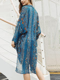 Blue Flora Airy Cover Up - Shopmossrose