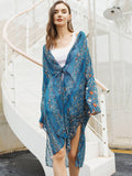 Blue Flora Airy Cover Up - Shopmossrose