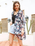 Moss Rose Blue Floral Sheer Cover Up