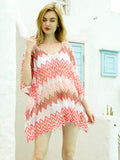 Pink Wave Lace Kimono Beach Cover Up