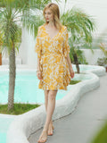 Moss Rose Tropicalia Floral Belted Kaftan
