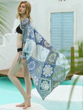 Moss Rose Blue Bohemian Maxi Kimono